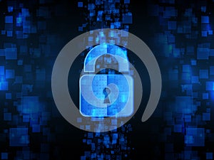 System privacy, Network security. Digital padlock vector illustration.