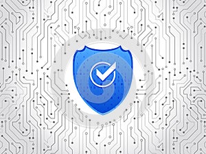 Abstract high tech circuit board. Security shield concept. Internet security.