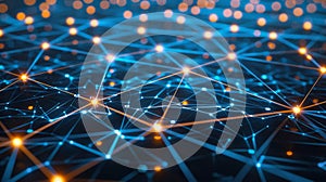 Abstract Network Connection: Data Flow, Neural Network, Technology Concept