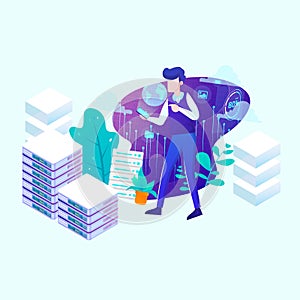 Abstract high technology concept. Isometric vector illustration