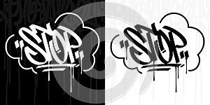 Abstract Hip Hop Hand Written Graffiti Style Word Stop Vector Illustration Art