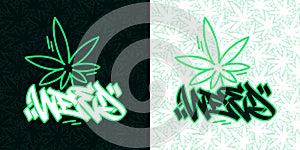 Abstract Hip Hop Hand Written Graffiti Style Word Weed Vector Illustration Art
