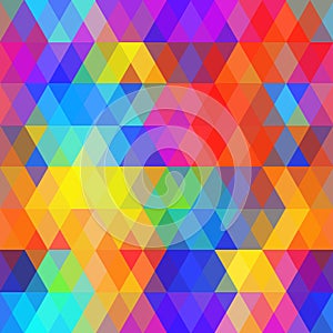 Abstract hipsters seamless pattern with bright colored rhombus. Geometric background rainbow color. Vector photo