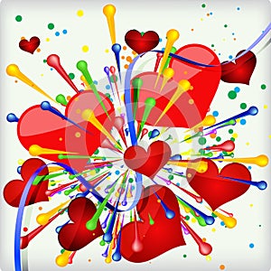 Abstract holiday background of explosion heart. photo