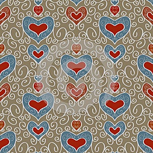 Abstract holiday seamless pattern with hearts 2