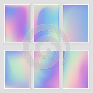 Abstract holographic iridescent foil texture set. Modern style photo