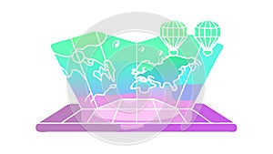 Abstract holographic projection: futuristic display for data visualization, vector design Generative AI