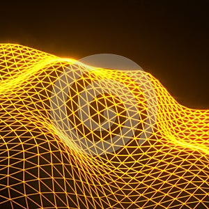 Visualize complex data with an abstract wireframe terrain grid background.