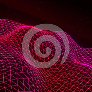 Visualize complex data with an abstract wireframe terrain grid background.