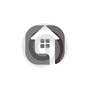 Abstract home arrow up square letter q logo vector