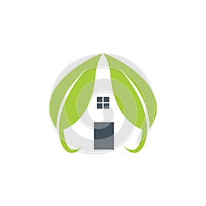 abstract home leaves stylish logo icon