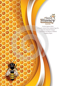Abstract Honey Background with Working Bee