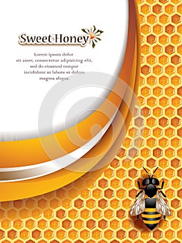 Abstract Honey Background with Working Bee