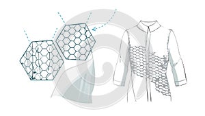 Abstract Honeycomb Geometric Pattern on Fabric, vector design Generative AI
