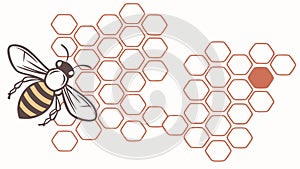 Abstract Honeycomb & Single Bee: Nature's Geometry, vector design Generative AI