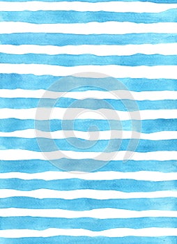 Abstract horizontal blue line watercolor background.