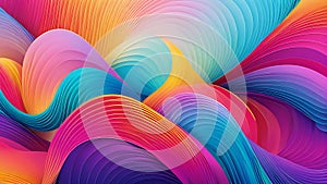 Abstract horizontal colorful gradient wave texture background. Smooth graceful lines