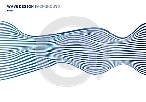 Abstract horizontal lines blue wave design pattern horizontal lines on white background. optical art texture