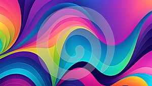 Abstract horizontal many-colored gradient wave texture background. Smooth graceful lines, deep colors