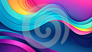 Abstract horizontal multicolored gradient wave texture background. Smooth graceful lines