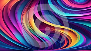 Abstract horizontal multicolored gradient wave texture background. Smooth graceful lines, deep colors