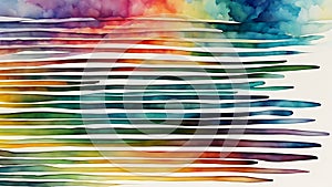 Abstract horizontal rainbow background painted with watercolors. Hand drawn gradient. Pattern of jagged lines