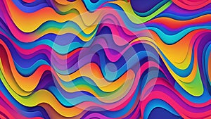 Abstract horizontal rainbow gradient wave texture background. Smooth graceful lines