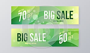 Abstract horizontal sale vector banner template design bundle. Special offer discount social media illustration layout set.