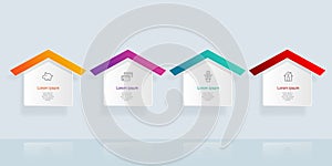 Abstract horizontal timeline infographics 4 steps for business and presentation