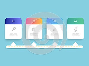 Abstract horizontal timeline infographics 4 steps