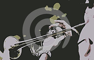 Abstract Horn Being Played