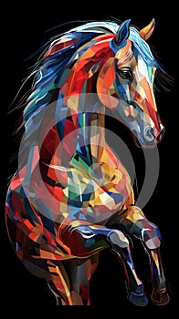 Abstract Horse Galloping on Dark Background.