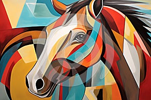 Abstract horse painting in the style of pablo picasso. Animals art. Illustration, Generative AI photo