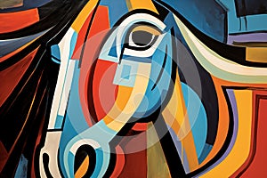 Abstract horse painting in the style of pablo picasso. Animals. Illustration, Generative AI photo