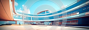 Abstract Hospital Building: stylized, abstract depiction of a modern hospital building with sleek lines and geometric