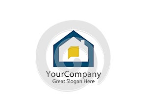 abstract house logo icon design. home chat concept for real estate.