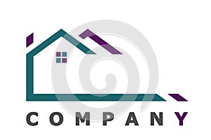 Abstract house roof real estate icon design and house logo element on white background.