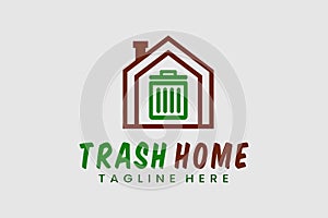 abstract house trash rubbish bin logo template