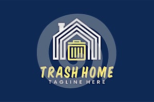abstract house trash rubbish bin logo template