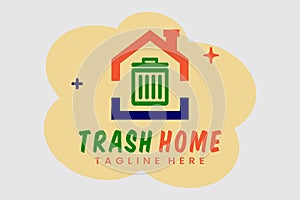 abstract house trash rubbish bin logo template