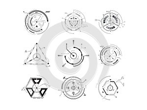 Abstract hud elements collection pack design isolated on white background