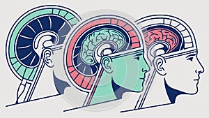 Abstract Human Brain Mental Processes AI Concept, vector design Generative AI