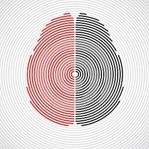 Abstract human brain of radial lines