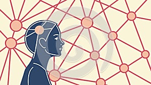 Abstract Human Head with Brain Network, Representing Thought, AI, and Creativity, vector design Generative AI