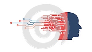 Abstract Human Head Data Flow Mind, vector design Generative AI
