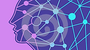 Abstract human head with neural network, AI, technology, complex thought, intelligence, vector design Generative AI