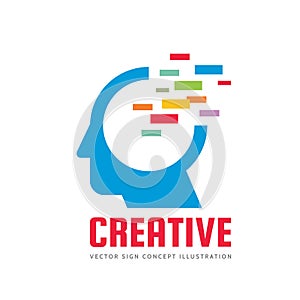 Abstract human head - vector logo template concept illustration. Creative imagination sign. New idea symbol. Graphic design.