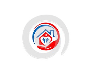 Abstract Human Love House Care Logo Design