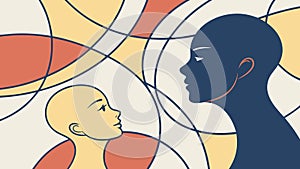 Abstract Human Profiles Connection Communication Mind vector design Generative AI