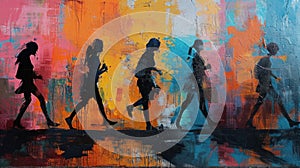 Abstract Human Silhouettes with Bright Tones - AI Generated